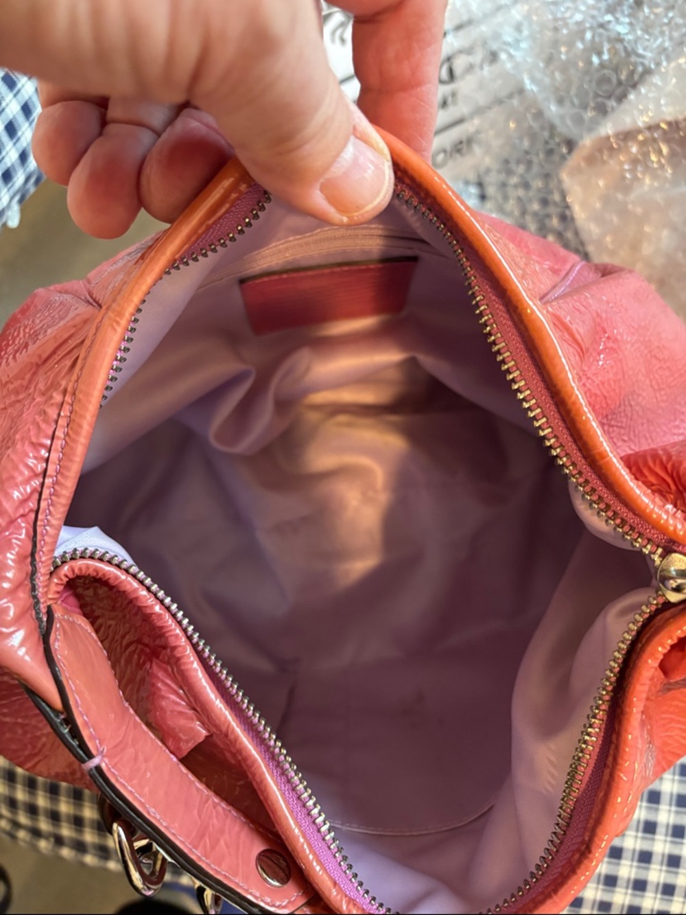 Coach poppy “jazzy” patent  Leather Shoulder Bag in mauve - Picture 13 of 14